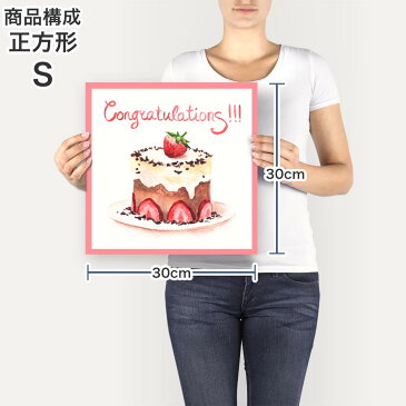 ポスター ウォールステッカー シール式ステッカー 飾り 30×30cm Ssize 正方形 壁 インテリア おしゃれ 剥がせる wall sticker poster 013460 ケーキ いちご 英語