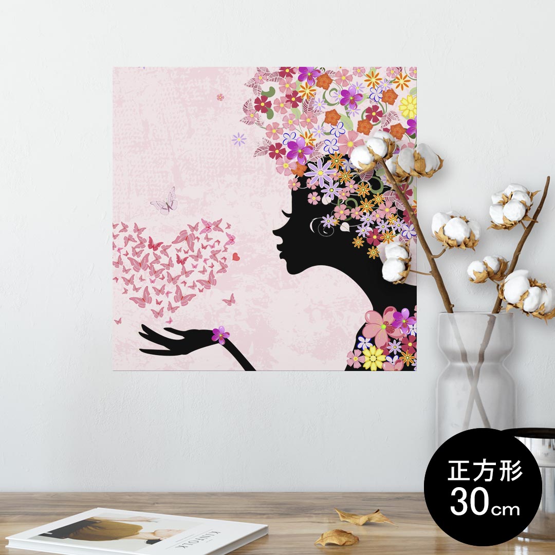 ポスター ウォールステッカー シール式ステッカー 飾り 30×30cm Ssize 正方形 壁 インテリア おしゃれ　剥がせる wall sticker poster 002671 花　カラフル　ガーリー