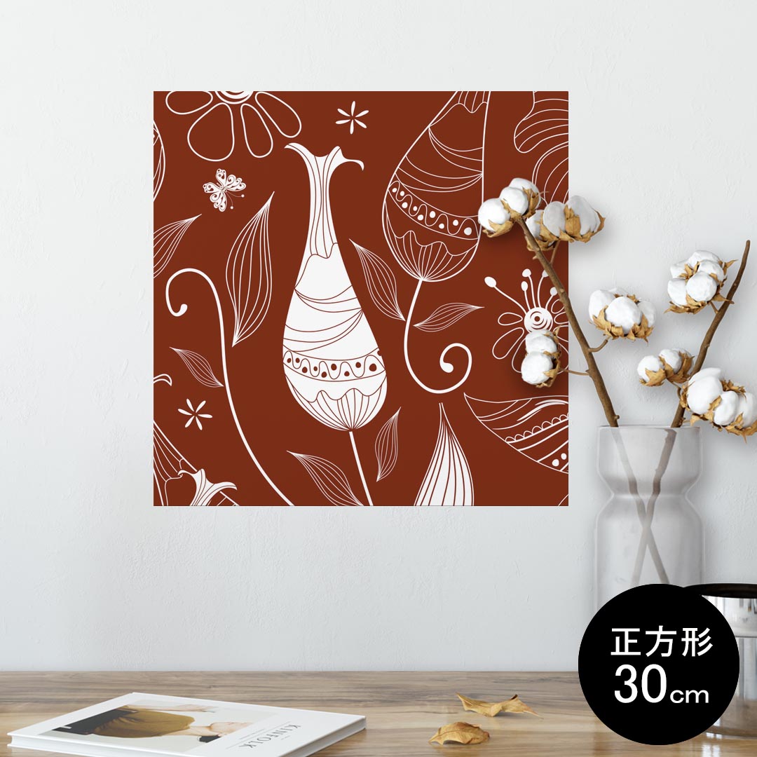 ポスター ウォールステッカー シール式ステッカー 飾り 30×30cm Ssize 正方形 壁 インテリア おしゃれ　剥がせる wall sticker poster 004324 花　イラスト　赤