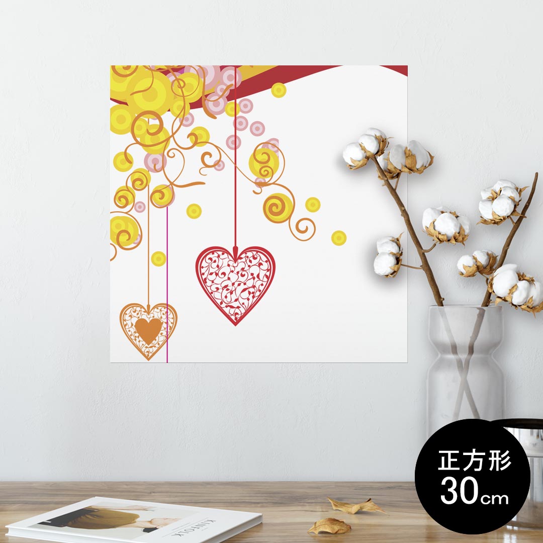 ポスター ウォールステッカー シール式ステッカー 飾り 30×30cm Ssize 正方形 壁 インテリア おしゃれ　剥がせる wall sticker poster 004955 ハート　イラスト　シンプル