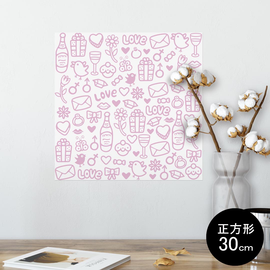 ポスター ウォールステッカー シール式ステッカー 飾り 30×30cm Ssize 正方形 壁 インテリア おしゃれ　剥がせる wall sticker poster 006397 パーティー　鳥　模様