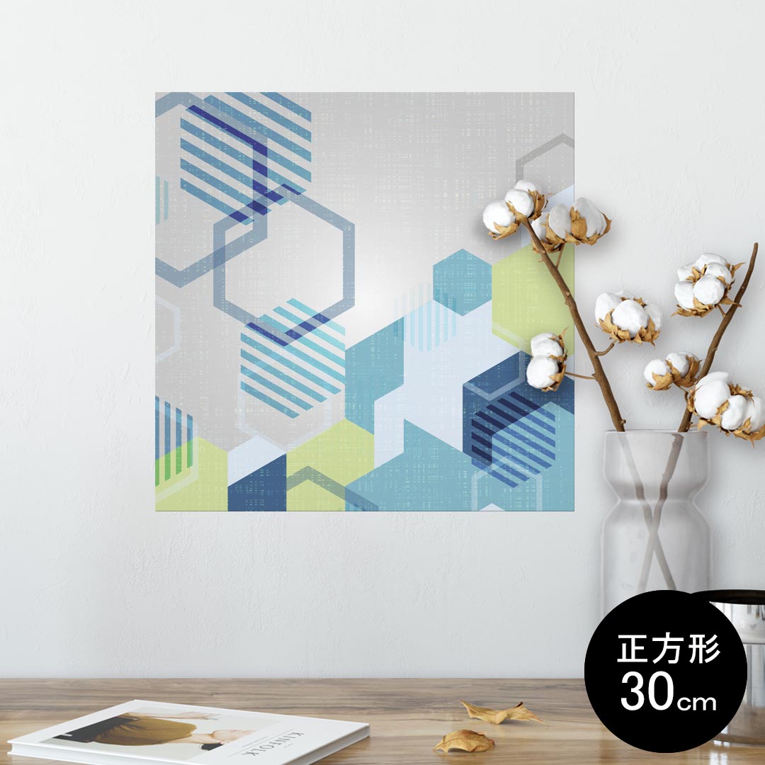 ポスター ウォールステッカー シール式ステッカー 飾り 30×30cm Ssize 正方形 壁 インテリア おしゃれ　剥がせる wall sticker poster 006467 青　ブルー　模様