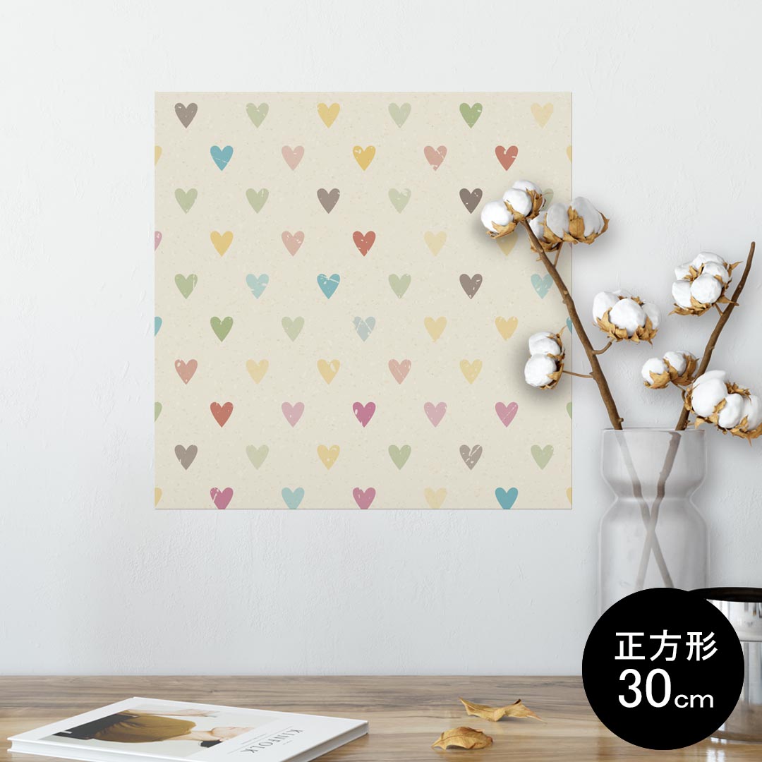 ポスター ウォールステッカー シール式ステッカー 飾り 30×30cm Ssize 正方形 壁 インテリア おしゃれ　剥がせる wall sticker poster 008086 ハート　パステル　模様　カラフル