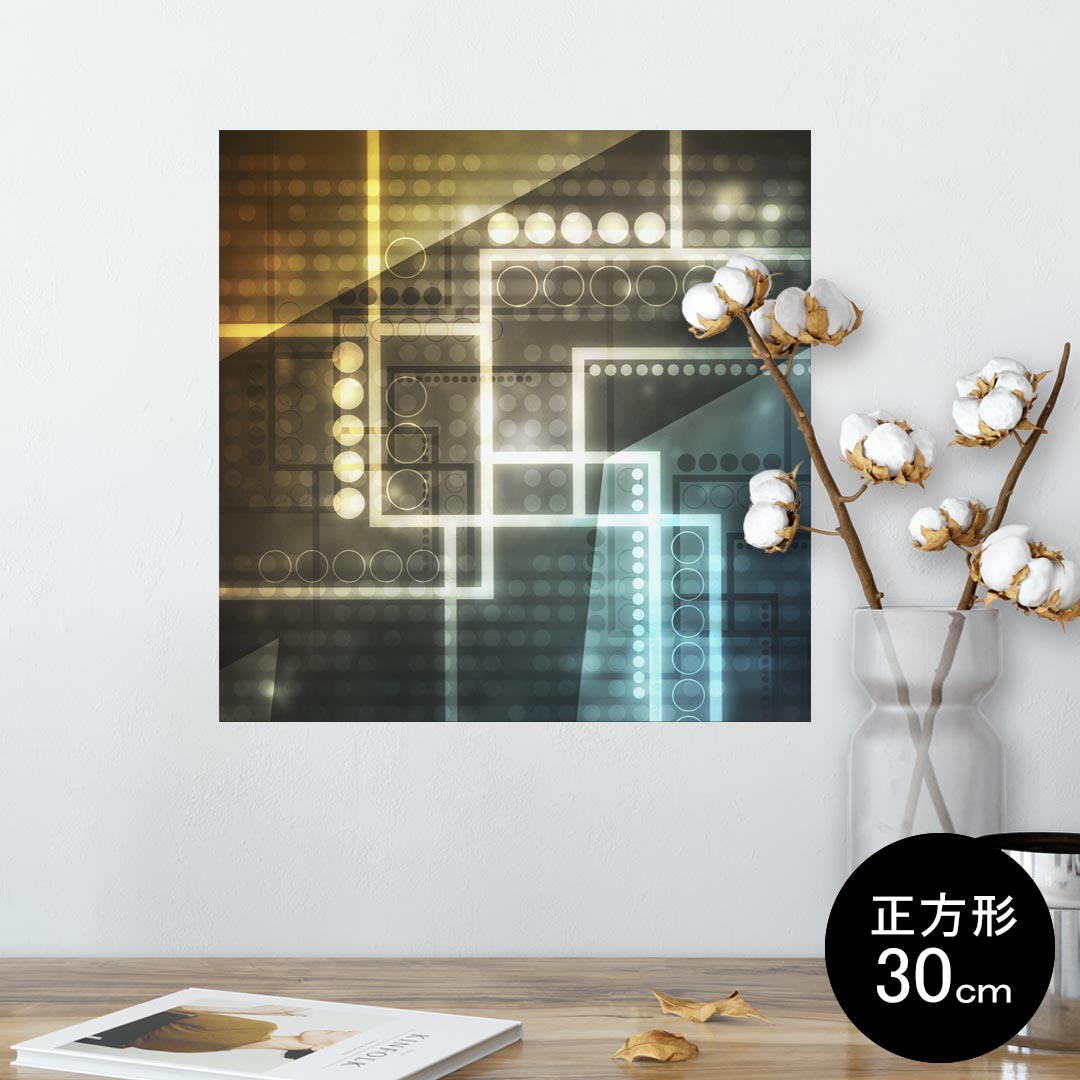 ポスター ウォールステッカー シール式ステッカー 飾り 30×30cm Ssize 正方形 壁 インテリア おしゃれ　剥がせる wall sticker poster 008160 ブルー　イエロー　デジタル　水玉 1