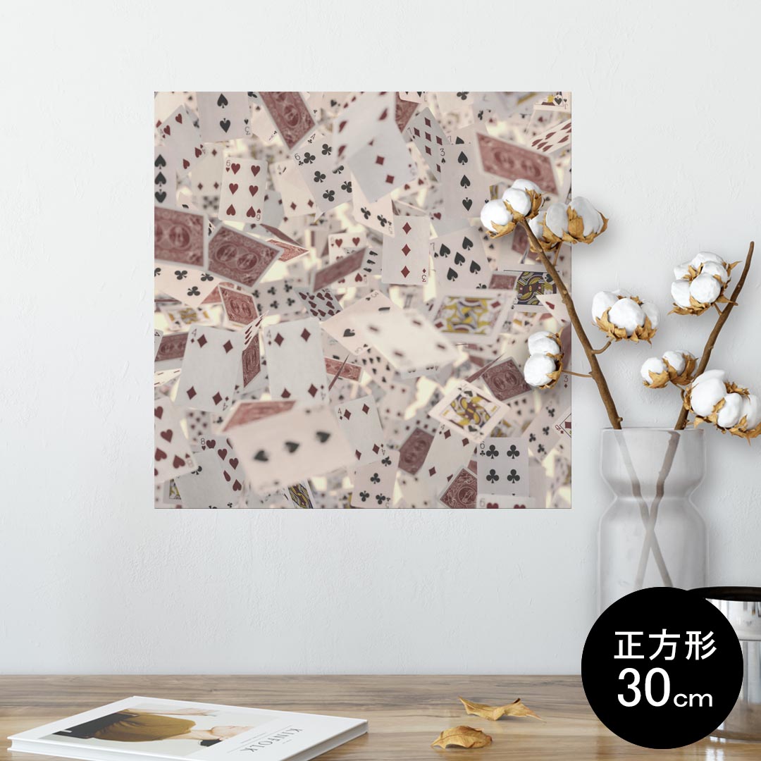 ポスター ウォールステッカー シール式ステッカー 飾り 30×30cm Ssize 正方形 壁 インテリア おしゃれ　剥がせる wall sticker poster 008836 トランプ　写真　模様