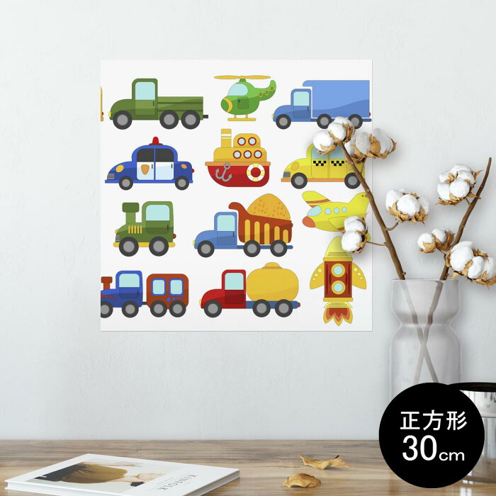 ポスター ウォールステッカー シール式ステッカー 飾り 30×30cm Ssize 正方形 壁 インテリア おしゃれ　剥がせる wall sticker poster 013189 乗り物　飛行機　救急車