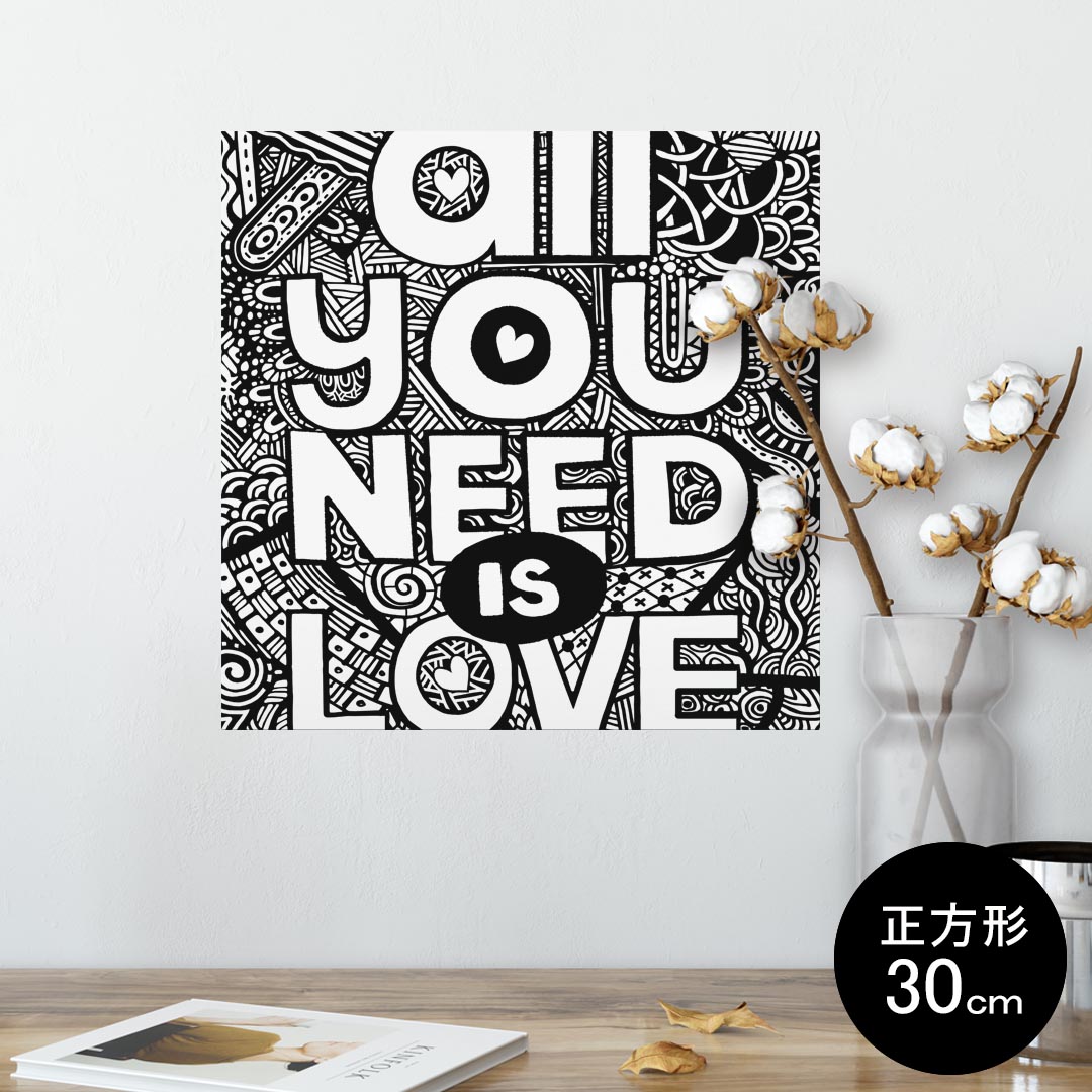 ポスター ウォールステッカー シール式ステッカー 飾り 30×30cm Ssize 正方形 壁 インテリア おしゃれ　剥がせる wall sticker poster 014244 英語　文字　ハート