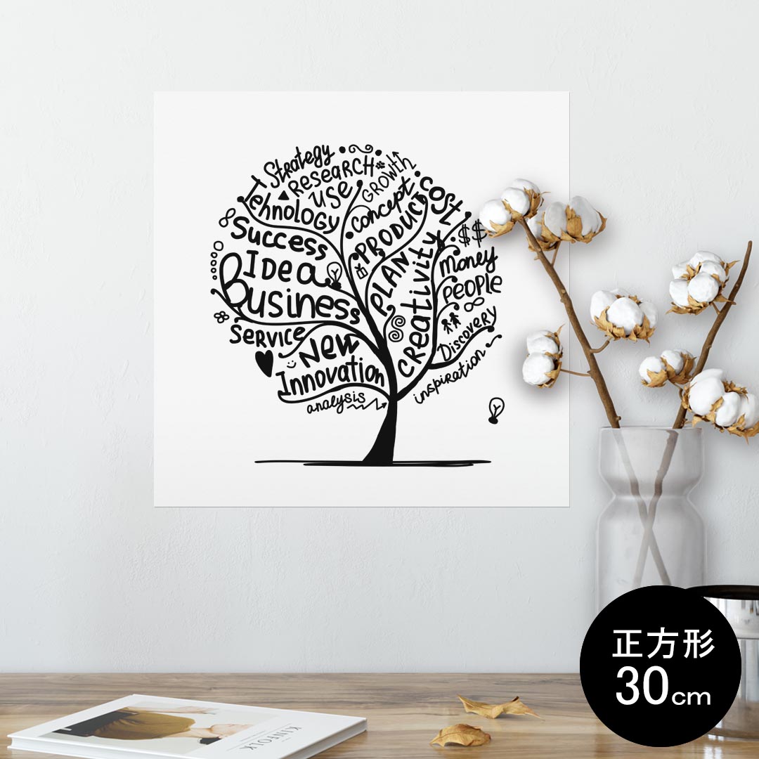 ポスター ウォールステッカー シール式ステッカー 飾り 30×30cm Ssize 正方形 壁 インテリア おしゃれ 剥がせる wall sticker poster 014608 英語 木 植物