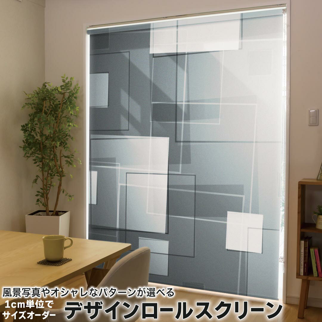 1cm単位サイズオーダー ロールスクリーン ロールカーテン オーダーメイド タチカワ 日本製 間仕切り カーテン 採光 非遮光 目隠し UVカット カーテンレール チェーン式 プル式 000306 その他 モノクロ タイル 市松模様