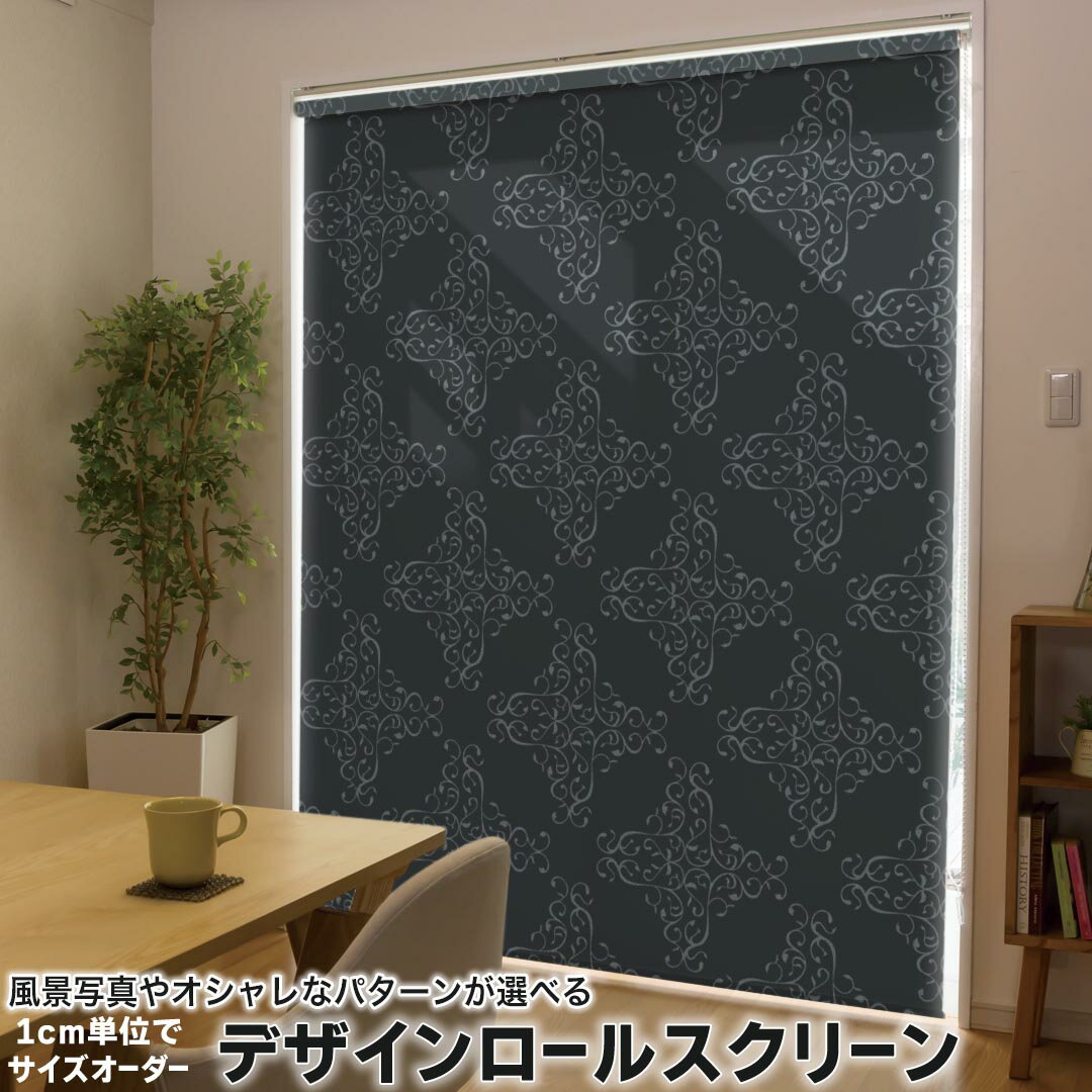 1cm単位サイズオーダー ロールスクリーン ロールカーテン オーダーメイド タチカワ 日本製 間仕切り カーテン 採光 非遮光 目隠し UVカット カーテンレール チェーン式 プル式 000396 その他 ペイズリー　ダマスク　花