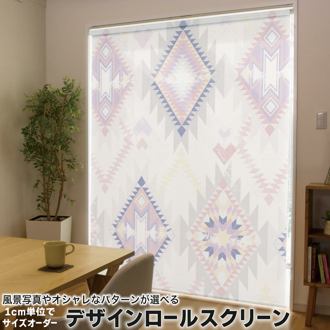 1cm単位サイズオーダー ロールスクリーン ロールカーテン オーダーメイド タチカワ 日本製 間仕切り カーテン 採光 非遮光 目隠し UVカット カーテンレール チェーン式 プル式 000787 その他 チマヨ　ネイティブ