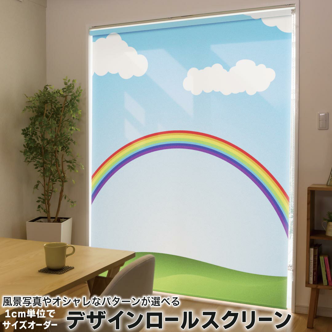 1cm単位サイズオーダー ロールスクリーン ロールカーテン オーダーメイド タチカワ 日本製 間仕切り カーテン 採光 非遮光 目隠し UVカット カーテンレール チェーン式 プル式 001396 その他 空 虹 青空