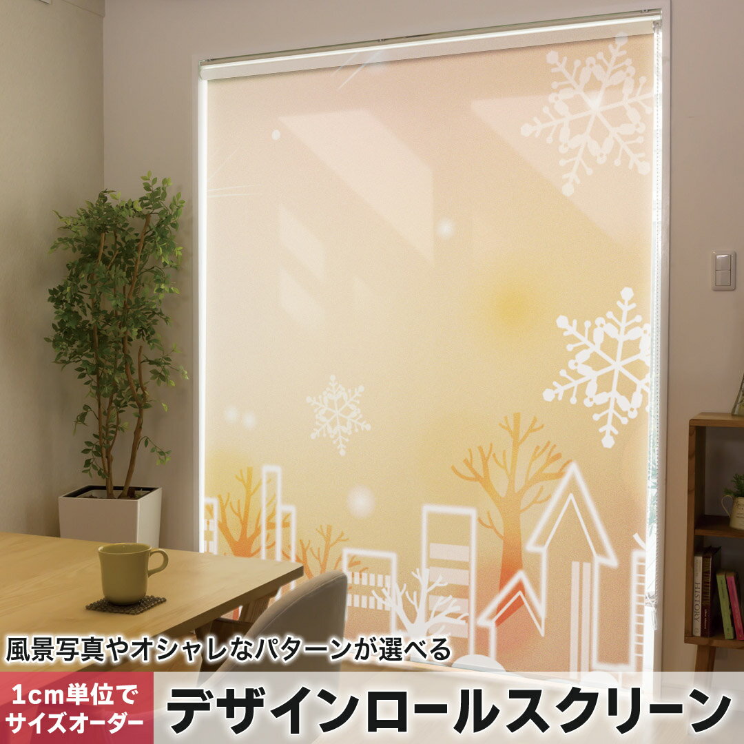 1cm単位サイズオーダー ロールスクリーン ロールカーテン オーダーメイド タチカワ 日本製 間仕切り カーテン 採光 非遮光 目隠し UVカット カーテンレール チェーン式 プル式 001454 その他 雪 家