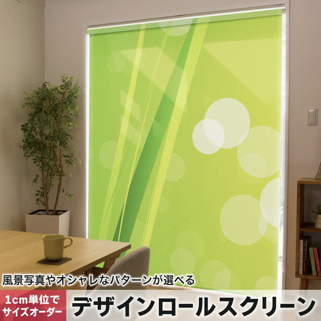 1cm単位サイズオーダー ロールスクリーン ロールカーテン オーダーメイド タチカワ 日本製 間仕切り カーテン 採光 非遮光 目隠し UVカット カーテンレール チェーン式 プル式 001835 その他 シンプル 模様 緑