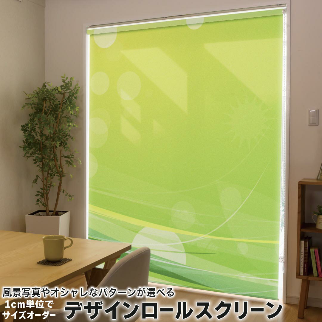 1cm単位サイズオーダー ロールスクリーン ロールカーテン オーダーメイド タチカワ 日本製 間仕切り カーテン 採光 非遮光 目隠し UVカット カーテンレール チェーン式 プル式 001836 その他 シンプル 模様 緑