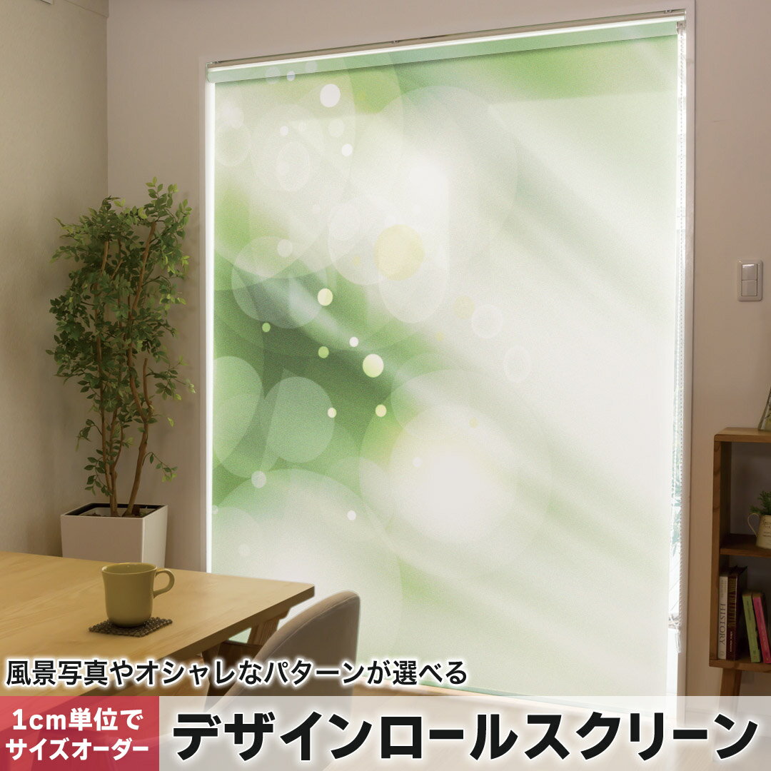 1cm単位サイズオーダー ロールスクリーン ロールカーテン オーダーメイド タチカワ 日本製 間仕切り カーテン 採光 非遮光 目隠し UVカット カーテンレール チェーン式 プル式 001842 その他 シンプル　模様　緑