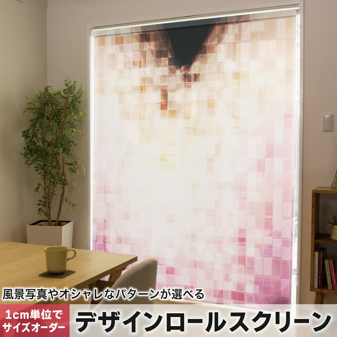 Rakuten - 1cm単位サイズオーダー ロールスクリーン ロールカーテン オーダーメイド タチカワ 日本製 間仕切り カーテン 採光 非遮光 目隠し UVカット カーテンレール チェーン式 プル式 001983 クール シンプル　ピンク