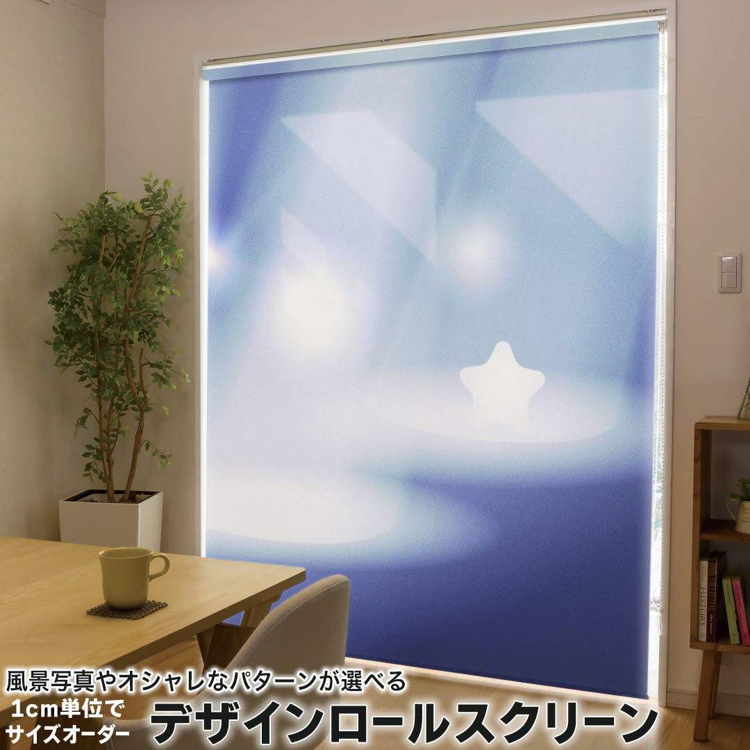 1cm単位サイズオーダー ロールスクリーン ロールカーテン オーダーメイド タチカワ 日本製 間仕切り カーテン 採光 非遮光 目隠し UVカット カーテンレール チェーン式 プル式 002286 クール シンプル 星