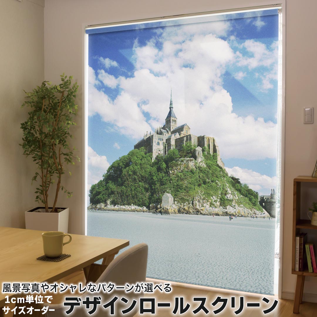 1cm単位サイズオーダー ロールスクリーン ロールカーテン オーダーメイド タチカワ 日本製 間仕切り カーテン 採光 非遮光 目隠し UVカット カーテンレール チェーン式 プル式 003273 クール その他 写真・風景 外国　写真　景色　風景