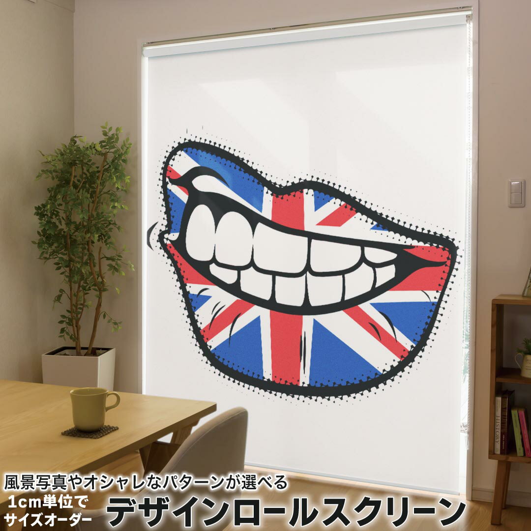 1cm単位サイズオーダー ロールスクリーン ロールカーテン オーダーメイド タチカワ 日本製 間仕切り カーテン 採光 非遮光 目隠し UVカット カーテンレール チェーン式 プル式 003333 ラブリー ユニーク 外国 国旗 イラスト