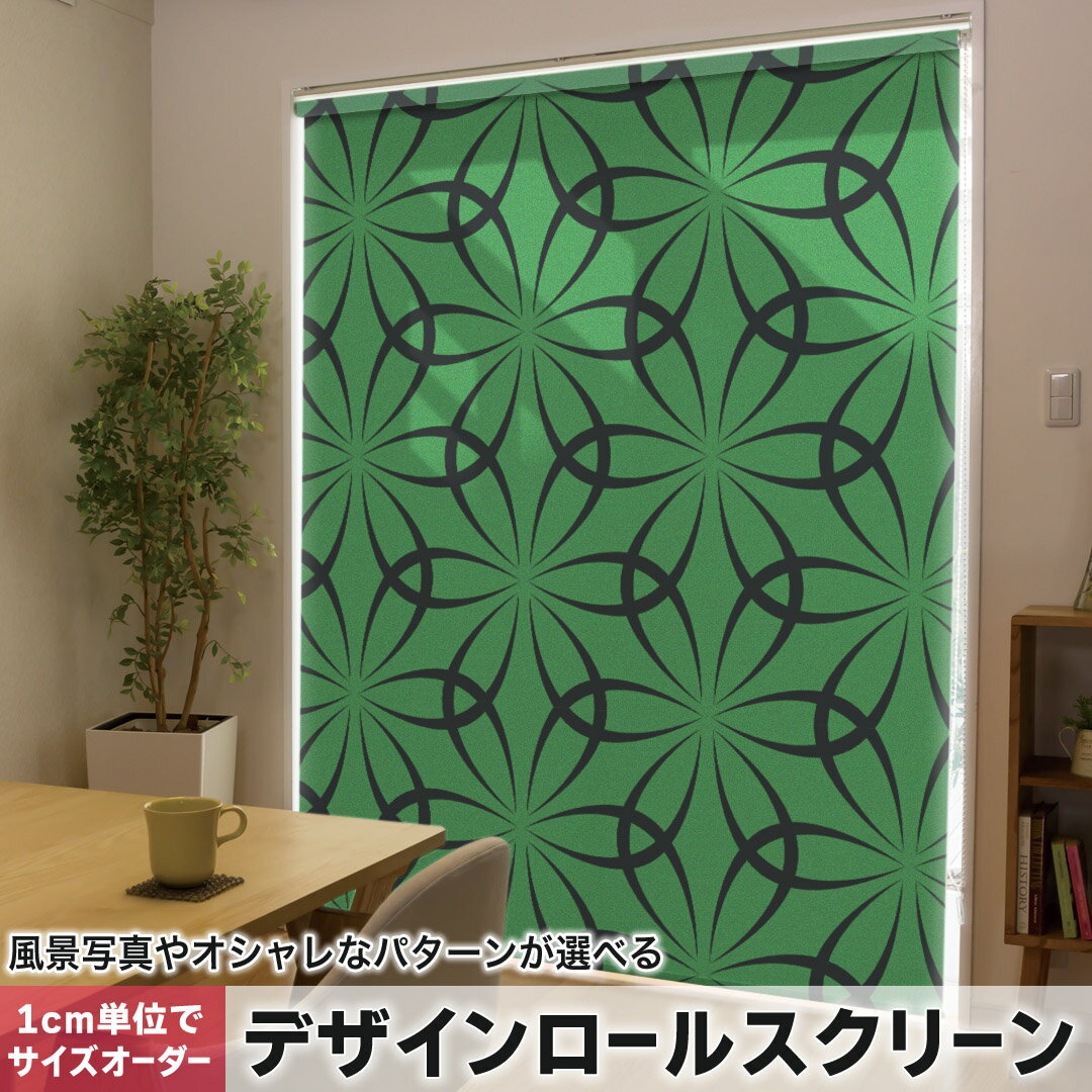 1cm単位サイズオーダー ロールスクリーン ロールカーテン オーダーメイド タチカワ 日本製 間仕切り カーテン 採光 非遮光 目隠し UVカット カーテンレール チェーン式 プル式 004069 チェック・ボーダー 模様　緑　黒