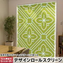1cm単位サイズオーダー ロールスクリーン ロールカーテン オーダーメイド タチカワ 日本製 間仕切り カーテン 採光 非遮光 目隠し UVカット カーテンレール チェーン式 プル式 004296 チェック・ボーダー 模様 緑(3)