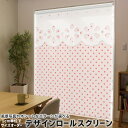 1cm単位サイズオーダー ロールスクリーン ロールカーテン オーダーメイド タチカワ 日本製 間仕切り カーテン 採光 非遮光 目隠し UVカット カーテンレール チェーン式 プル式 004752 ラブリー 水玉 レース ピンク(3)