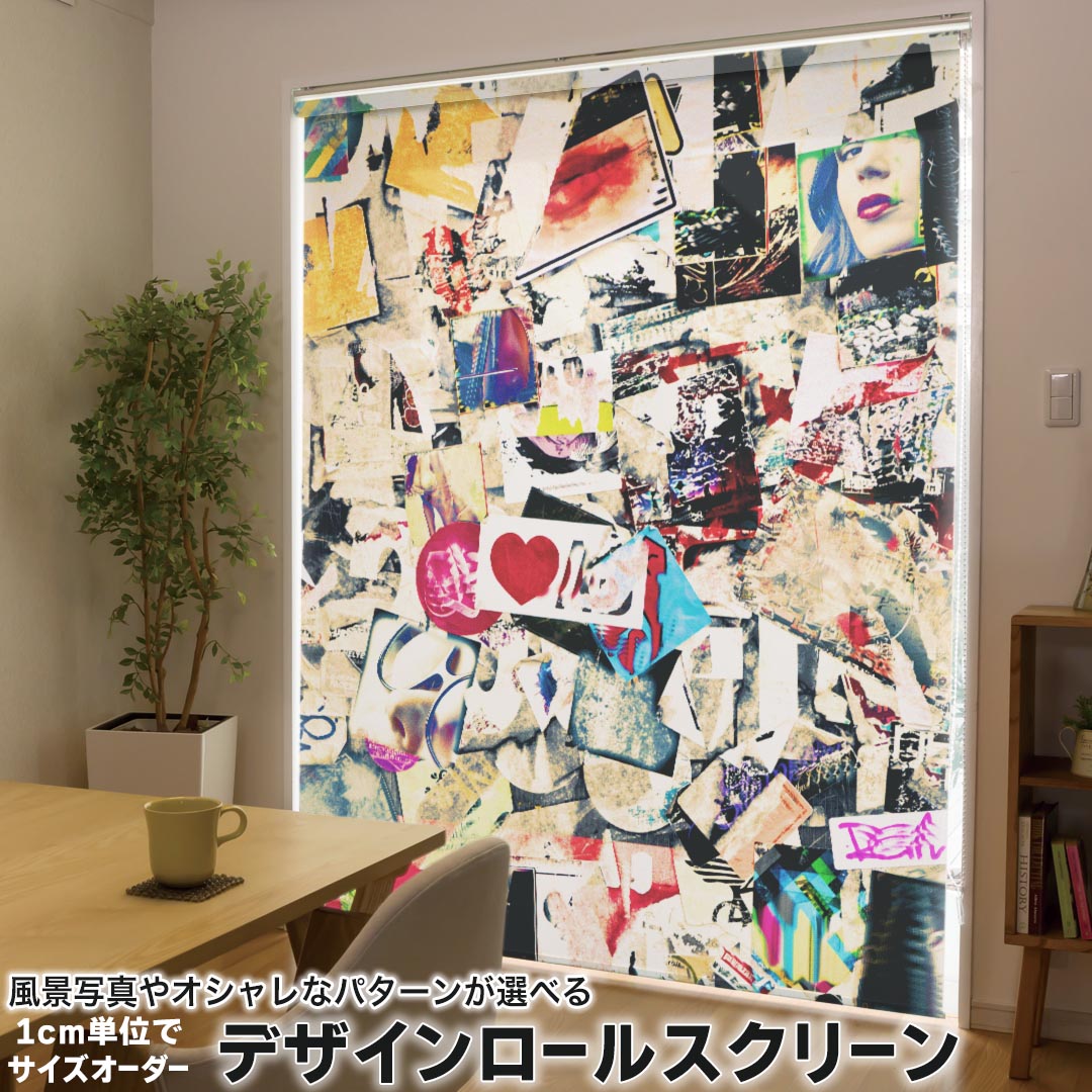 1cm単位サイズオーダー ロールスクリーン ロールカーテン オーダーメイド タチカワ 日本製 間仕切り カーテン 採光 非遮光 目隠し UVカット カーテンレール チェーン式 プル式 004852 ユニーク 写真　外国人