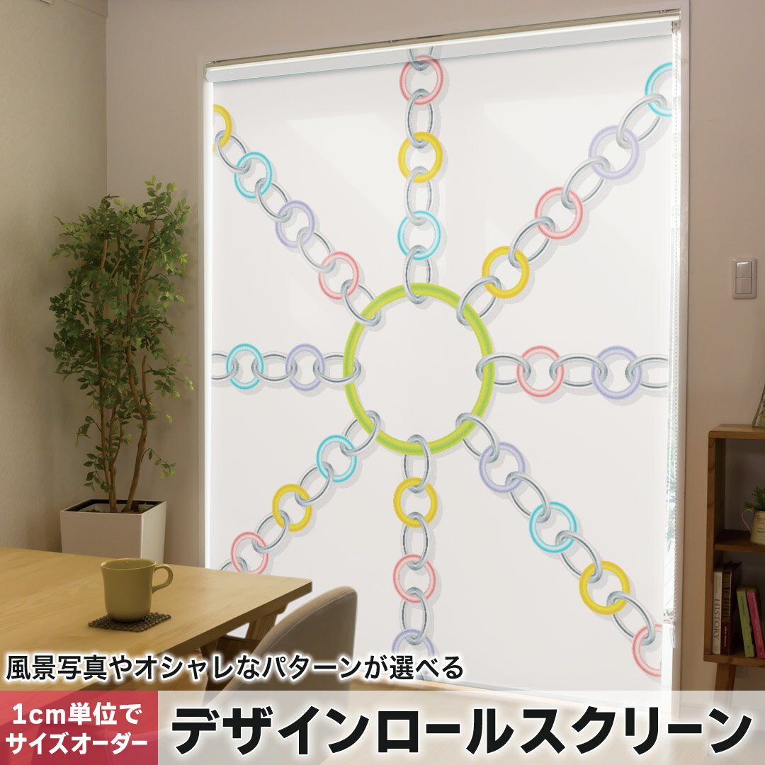 1cm単位サイズオーダー ロールスクリーン ロールカーテン オーダーメイド タチカワ 日本製 間仕切り カーテン 採光 非遮光 目隠し UVカット カーテンレール チェーン式 プル式 006065 ユニーク 鎖 くさり チェーン