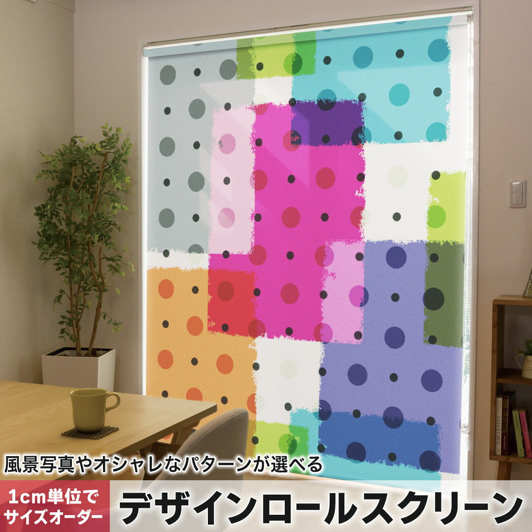 1cm単位サイズオーダー ロールスクリーン ロールカーテン オーダーメイド タチカワ 日本製 間仕切り カーテン 採光 非遮光 目隠し UVカット カーテンレール チェーン式 プル式 006364 その他 カラフル 模様