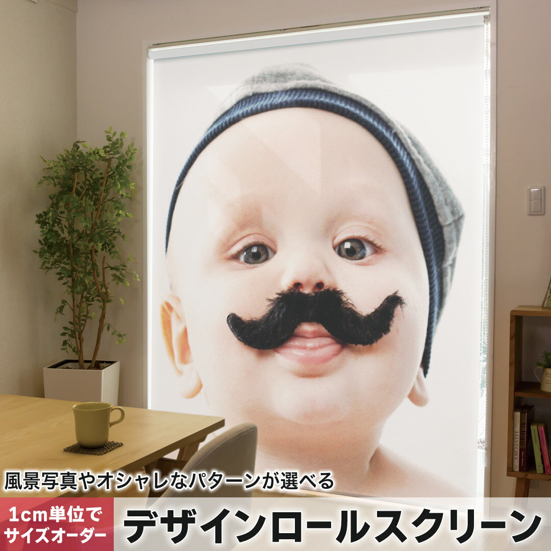1cm単位サイズオーダー ロールスクリーン ロールカーテン オーダーメイド タチカワ 日本製 間仕切り カーテン 採光 非遮光 目隠し UVカット カーテンレール チェーン式 プル式 006478 写真・風景 写真 人物 ひげ