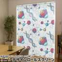 1cm単位サイズオーダー ロールスクリーン ロールカーテン オーダーメイド タチカワ 日本製 間仕切り カーテン 採光 非遮光 目隠し UVカット カーテンレール チェーン式 プル式 008325 ユニーク 遺伝子 カラフル イラスト 模様
