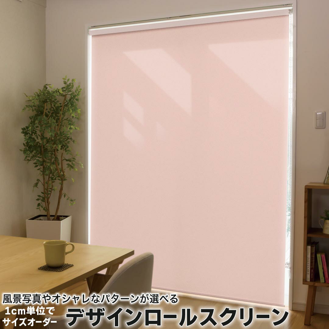 1cm単位サイズオーダー ロールスクリーン ロールカーテン オーダーメイド タチカワ 日本製 間仕切り カーテン 採光 非遮光 目隠し UVカット カーテンレール チェーン式 プル式 008970 その他 シンプル　無地　ピンク