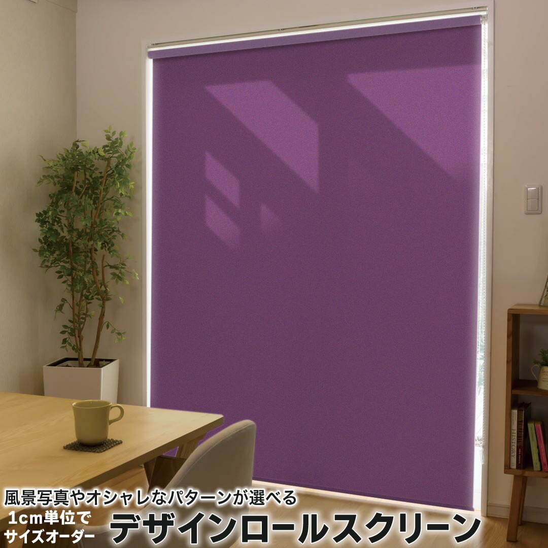 1cm単位サイズオーダー ロールスクリーン ロールカーテン オーダーメイド タチカワ 日本製 間仕切り カーテン 採光 非遮光 目隠し UVカット カーテンレール チェーン式 プル式 008991 その他 シンプル 無地 紫