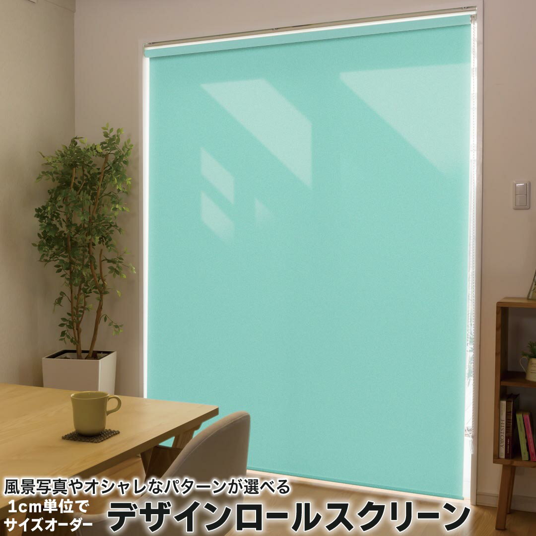 1cm単位サイズオーダー ロールスクリーン ロールカーテン オーダーメイド タチカワ 日本製 間仕切り カーテン 採光 非遮光 目隠し UVカット カーテンレール チェーン式 プル式 009011 その他 シンプル　無地　緑