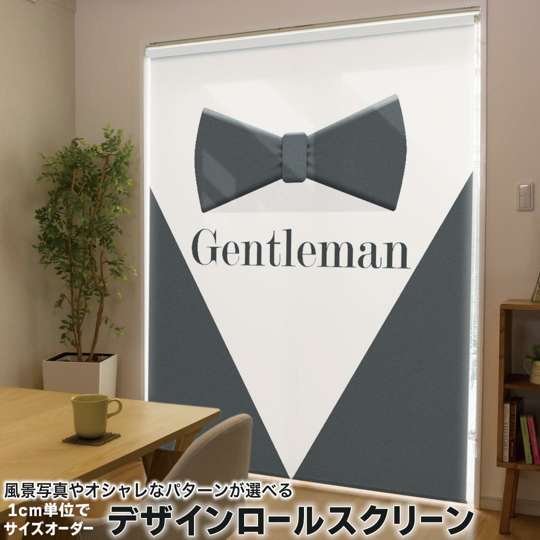 1cm単位サイズオーダー ロールスクリーン ロールカーテン オーダーメイド タチカワ 日本製 間仕切り カーテン 採光 非遮光 目隠し UVカット カーテンレール チェーン式 プル式 010522 蝶ネクタイ おしゃれ 英語