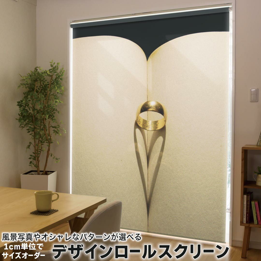1cm単位サイズオーダー ロールスクリーン ロールカーテン オーダーメイド タチカワ 日本製 間仕切り カーテン 採光 非遮光 目隠し UVカット カーテンレール チェーン式 プル式 011441 指輪 影 写真