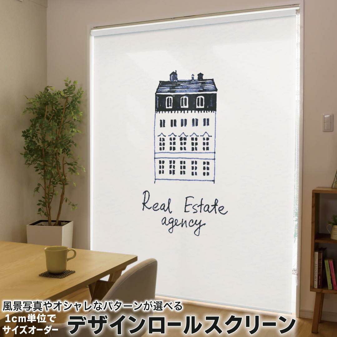 1cm単位サイズオーダー ロールスクリーン ロールカーテン オーダーメイド タチカワ 日本製 間仕切り カーテン 採光 非遮光 目隠し UVカット カーテンレール チェーン式 プル式 014485 風景　景色　建物