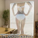 1cm単位サイズオーダー ロールスクリーン ロールカーテン オーダーメイド タチカワ 日本製 間仕切り カーテン 採光 非遮光 目隠し UVカット カーテンレール チェーン式 プル式 014834 女の子 おしゃれ 海 海岸 水着