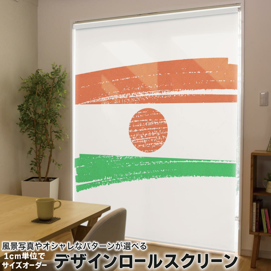 1cm単位サイズオーダー ロールスクリーン ロールカーテン オーダーメイド タチカワ 日本製 間仕切り カーテン 採光 非遮光 目隠し UVカット カーテンレール チェーン式 プル式 018522 国旗 niger ニジェール