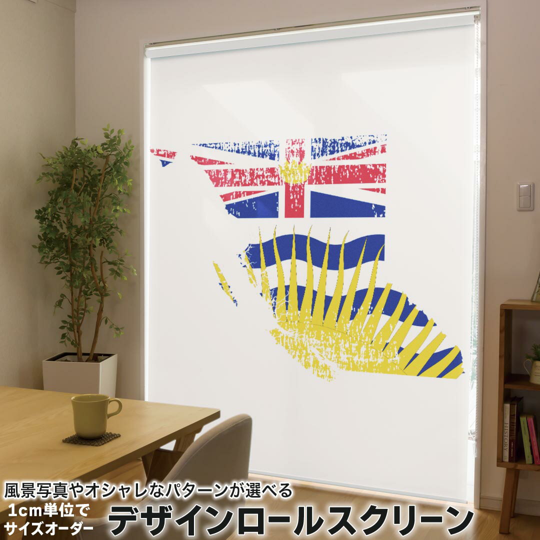 1cm単位サイズオーダー ロールスクリーン ロールカーテン オーダーメイド タチカワ 日本製 間仕切り カーテン 採光 非遮光 目隠し UVカット カーテンレール チェーン式 プル式 018783 国旗 british_colombia ブリティッシュコロンビア