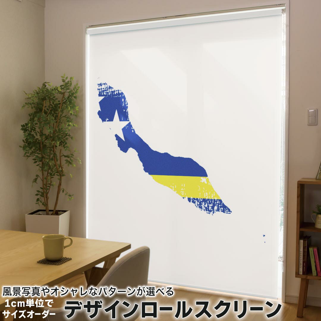 1cm単位サイズオーダー ロールスクリーン ロールカーテン オーダーメイド タチカワ 日本製 間仕切り カーテン 採光 非遮光 目隠し UVカット カーテンレール チェーン式 プル式 018807 国旗 curacao_1 キュラソー1