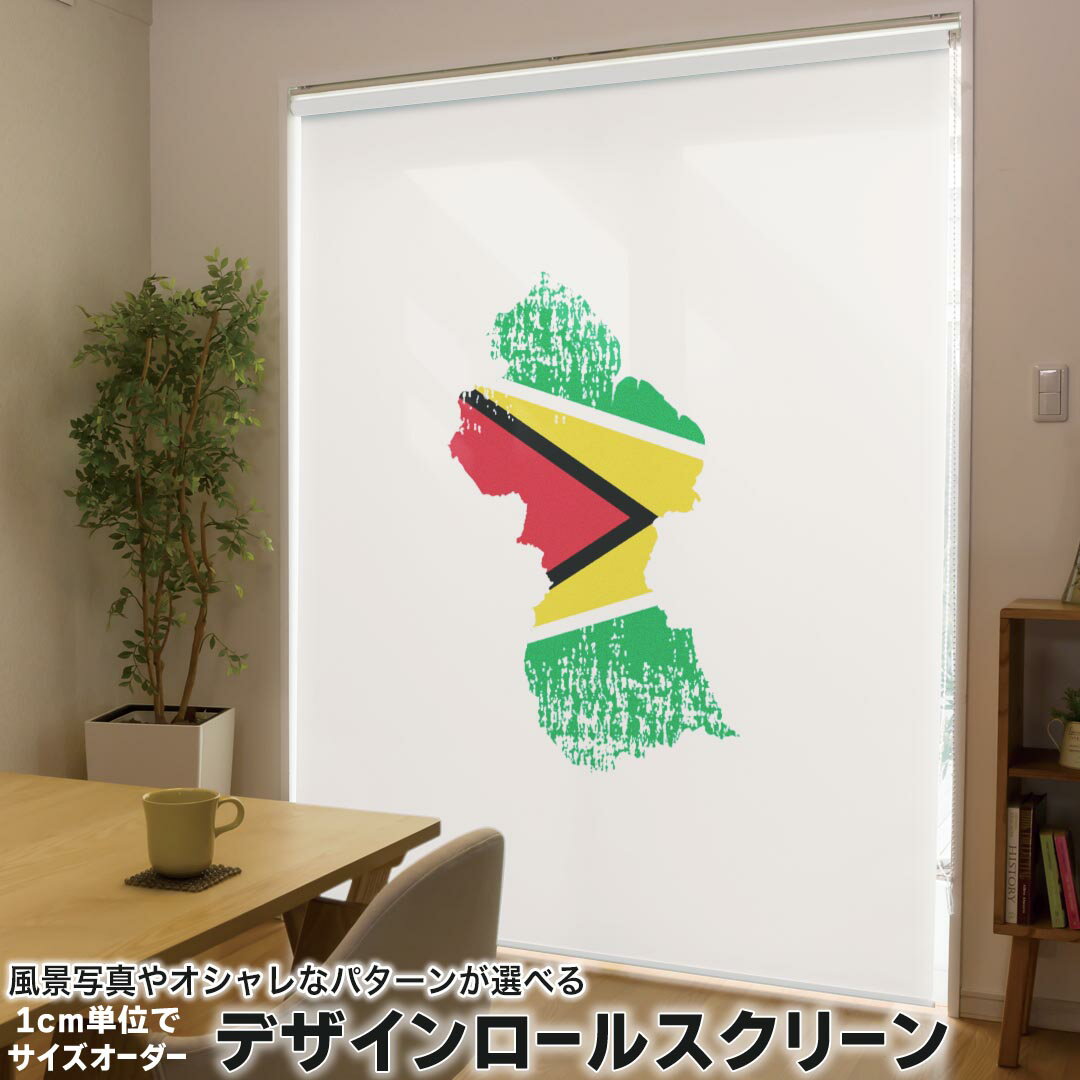 Rakuten - 1cm単位サイズオーダー ロールスクリーン ロールカーテン オーダーメイド タチカワ 日本製 間仕切り カーテン 採光 非遮光 目隠し UVカット カーテンレール チェーン式 プル式 018844 国旗 guyana ガイアナ