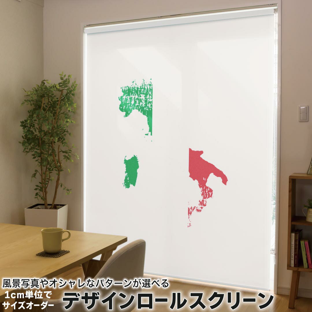 高度（161厘米~200厘米） - 1cm単位サイズオーダー ロールスクリーン ロールカーテン オーダーメイド タチカワ 日本製 間仕切り カーテン 採光 非遮光 目隠し UVカット カーテンレール チェーン式 プル式 018857 国旗 italy イタリア