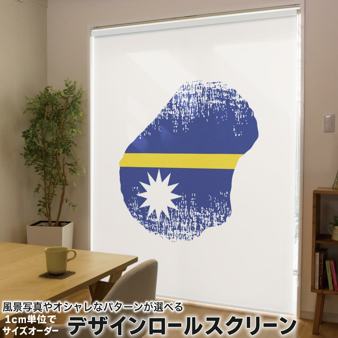 1cm単位サイズオーダー ロールスクリーン ロールカーテン オーダーメイド タチカワ 日本製 間仕切り カーテン 採光 非遮光 目隠し UVカット カーテンレール チェーン式 プル式 018897 国旗 nauru ナウル