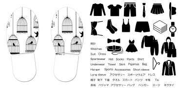 デザイン靴置きステッカー　大人用靴置き　マーク　くつ　収納　シール　ステッカー　整理整頓　ウォールステッカー　ラベルシール　ミニマリスト 服 玄関 60×30cm 013400 鳥　シルエット　鳥かご