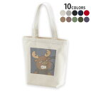 選べる10カラー デザイントートバッグ Msize キャンバス デイパック バッグ エコバッグ 001151 トナカイ 動物(4)