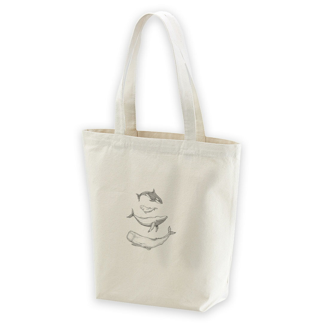 デザイントートバッグ Msize キャンバス デイパック バッグ レディースバッグ ホワイト ブラック ネイビー white black navy011427 海　生き物　アニマル