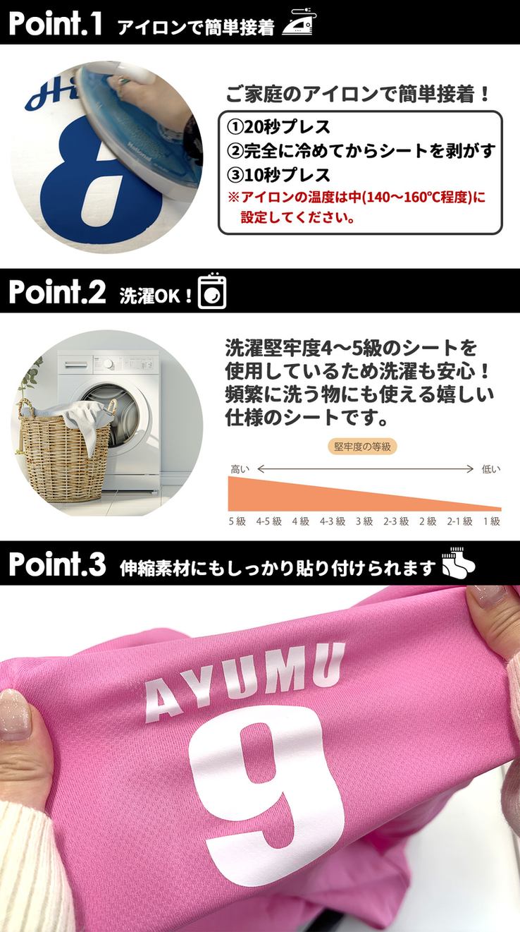布に貼れる！番号＆名前転写シール！ チーム アイロン サポーター 観戦 スポーツ ...