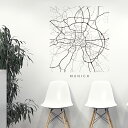 世界の都市MAP☆シール式ウォールステッカー 90×90cm wall sticker 地図 ストリートマップ street map world city都市地図 世界地図 050151 Munich, Germany